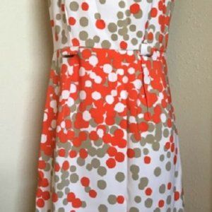 Emma & Michelle Orange White & Grey Polk-a-dot Sheath Dress Size 8